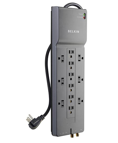 1. Belkin BE112230-08 multi-outlet power strip surge protector