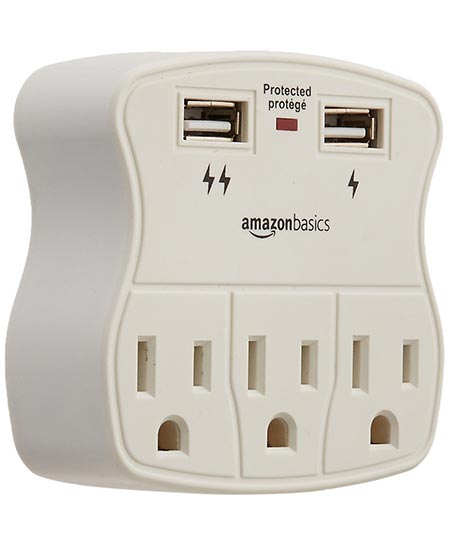 2. AmazonBasics 3- outlet surge protector