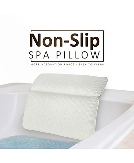 6 Ergonomic Non-Slip Spa Bath Pillow with Suction Cups Featuring Powerful Gripping Technology
