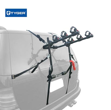 5. TYGER Deluxe Black 3-Bike Trunk Mount Bicycle Carrier Rack.