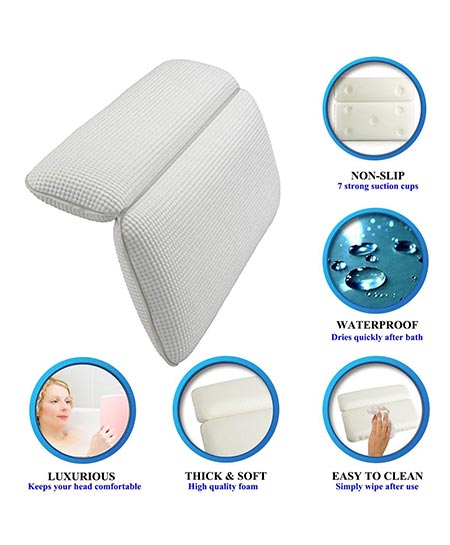 10 GEROWA Bath Pillows Non-slip Spa Bath Pillow with Two Panel Enjoy a Relaxing Bath