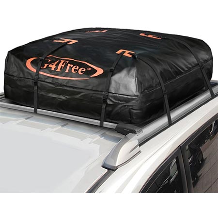 2 G4Free 18.5 Cubic Feet Waterproof Car Top Carrier, Easy to Install Soft Roof Top Cargo Bag