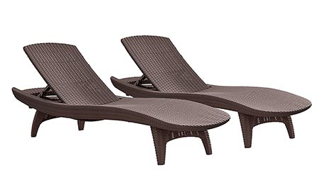 2 Keter Pacific 2-Pack Patio Chaise Lounge 