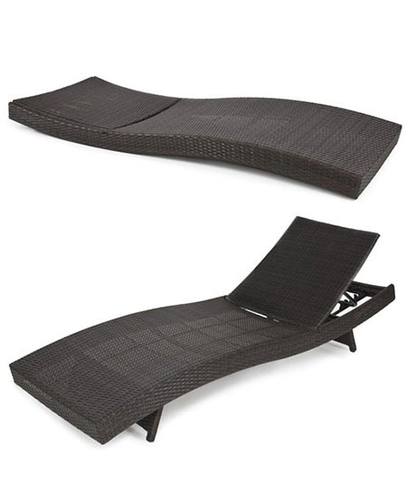 7 PE Wicker Adjustable Chaise Lounge 