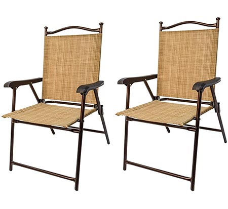 1 Greendale Home Fashion Outdoor Sling Back Chairs, Set of 2