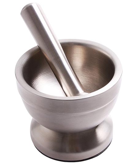 1 Bekith Brushed Stainless Steel Mortar and Pestle / Spice Grinder / Molcajete