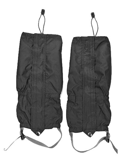 2 1 Pair Jet Black Unisex Double Sealed Velcro Zippered Closure TPU Strap Waterproof 400D Nylon Cloth Leg Gaiters 