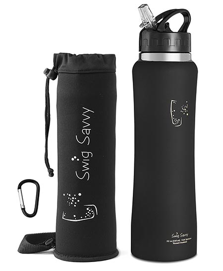 4 Swig Savvy's Stainless Steel Insulated Water Bottle Wide Mouth 24oz / 32oz 