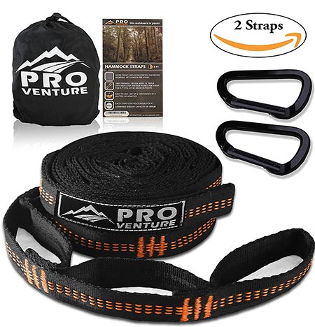 7 Pro Hammock Tree Hanging Straps (Set of 2) w/ CARABINERS 