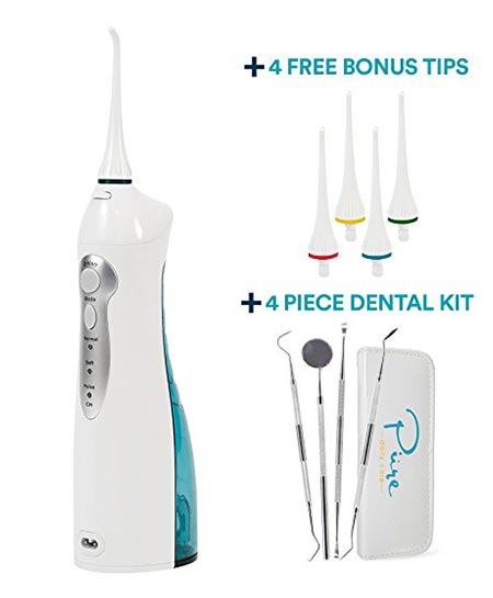 6 Aqua Flosser - Professional Rechargeable Oral Irrigator with 4 tips and 4 dental tools