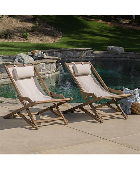 5 Northland Outdoor Wood and Canvas Sling Chair