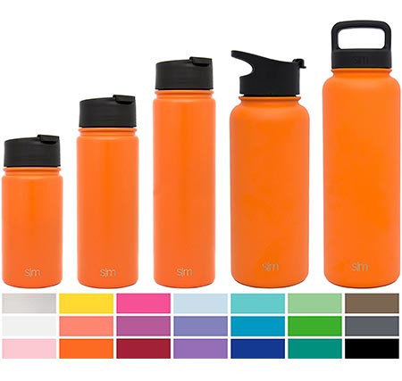 6 Simple Modern Summit Water Bottle + Extra Lid - Vacuum Insulated 18/8 Stainless Steel