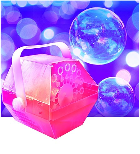 5 LED Bubble Machine - Lights Up Changing Colors to the Beat of the Music as it Makes Lots of Bubbles. 