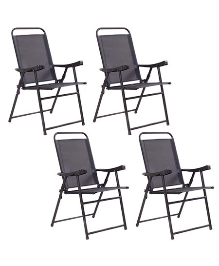 2 Giantex Set Of 4 Folding Sling Chairs Patio Furniture Camping Pool Beach 