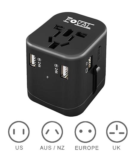 8 Foval Universal International Power Travel Adapter with 4.5A 4 USB Charging Port