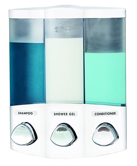 1 Better Living Products 76354 Euro Series TRIO 3-Chamber Soap and Shower Dispenser, White