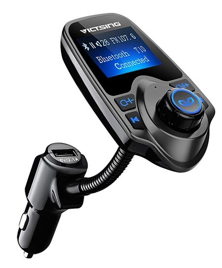 2 VicTsing Bluetooth FM Transmitter, Wireless In-Car Radio Transmitter Adapter