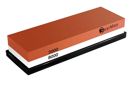 4 BearMoo Whetstone 2-IN-1 Sharpening Stone 3000/8000 Grit Waterstone, Knife Sharpener Rubber Stone Holder Included