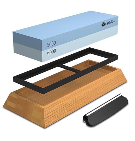 9 Sharpening Stone for Knives, BearMoo Professional Waterstones Combination