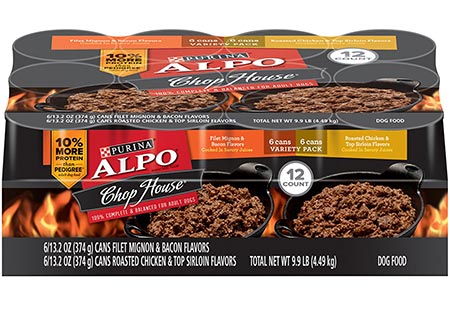 2 Purina ALPO Chop House Wet Dog Food (12) 13.2 oz. Cans