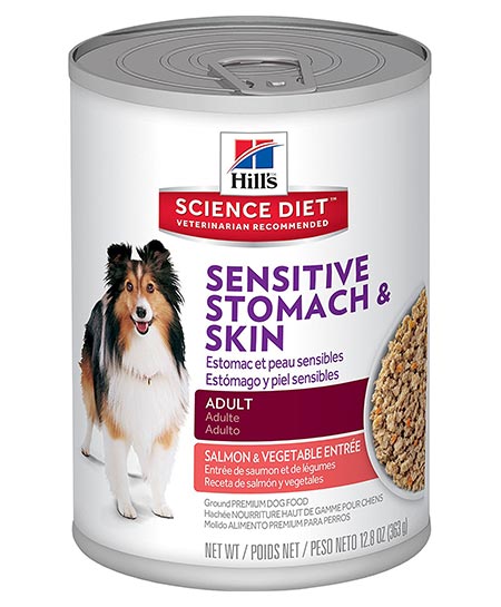 9 Hill's Science Diet Adult Sensitive Stomach & Skin Salmon & Vegetable Entrée Canned Dog Food