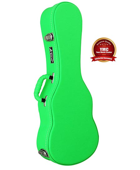 3. Concert Hardshell Ukelele Case with Storage and Plush Interior Design Bright Green