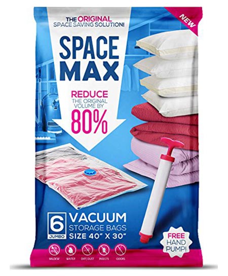 2. SpaceMax Premium Jumbo Vacuum Storage Space Saver Bags with Travel Hand-Pump
