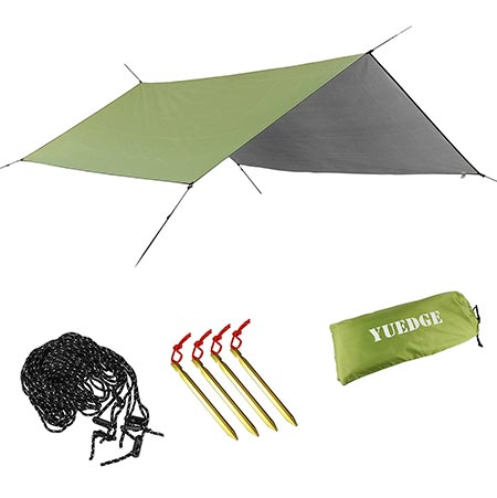 4. YUEDGE Portable Lightweight Waterproof Rain Tarp 