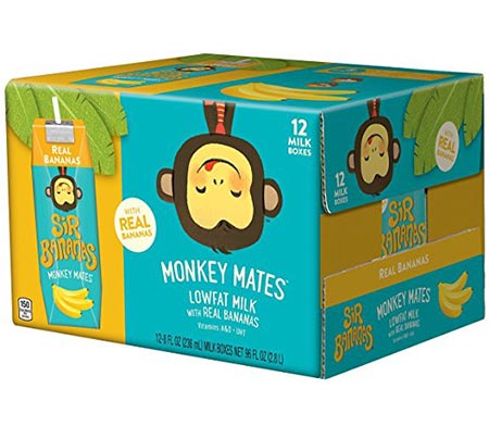 9. Sir Bananas Twelve ct Lowfat Milk Combined with Real Bananas of 8 oz
