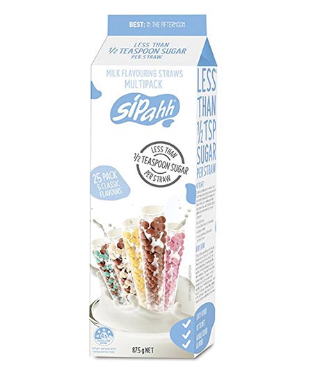  10. Sipahh Milk Flavor Straw – 25 Packs – 5 Each Strawberry, Chocolate, Cream, Choco Mint and Cookies and Cream