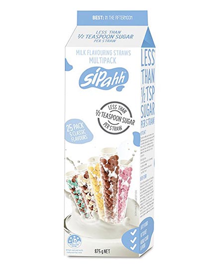 10. Sipahh Milk Flavor Straw – 25 Packs – 5 Each Strawberry, Chocolate, Cream, Choco Mint and Cookies and Cream
