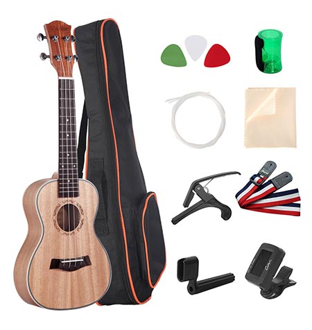 2. Umiee Concert Ukulele Mahogany, 23-inch Ukulele Starter Kit