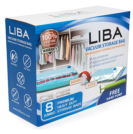 3. LiBa Vacuum Storage Bags with Free Hand Pump