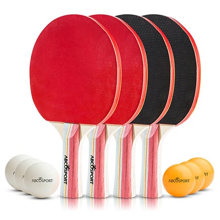 1 Abco Table Tennis Set- Table Tennis Set-Pack of 4 Premium Paddles/Rackets and 6 Table Tennis Balls