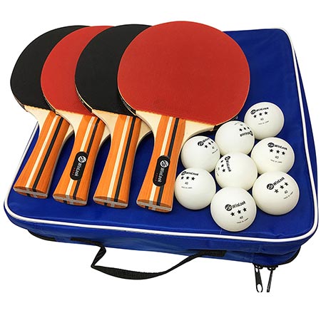 5 4 Pack Pro Ping Pong Paddle Set- 4 Premium Table Tennis Rackets- 8 Balls- Professional Game- Practice Training.