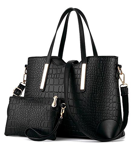  2.YNIQUE Women Top Handle Satchel Handbags Tote Purse Crocodile Leather Tote Bag