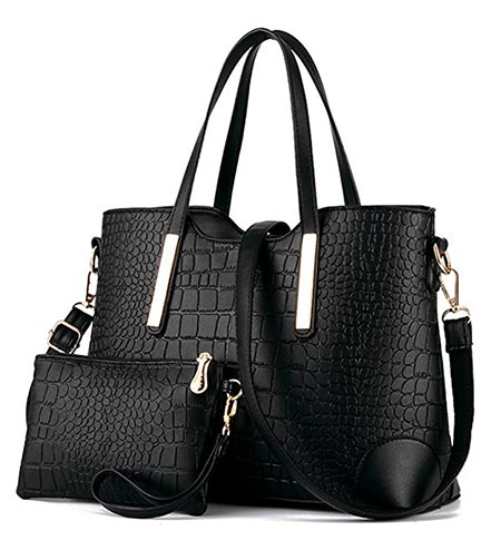2.YNIQUE Women Top Handle Satchel Handbags Tote Purse Crocodile Leather Tote Bag
