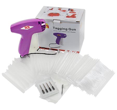3 PAG Price Tag Standard Attacher Tagging Gun for Clothing with 5 Needles and 2000 Barbs Fasteners, Purple