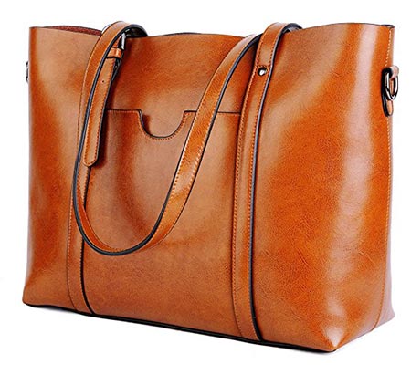 1. BIG SALE- 30% OFF- YALUXE Women's Vintage Style Soft Leather Work Tote Large Shoulder Bag.