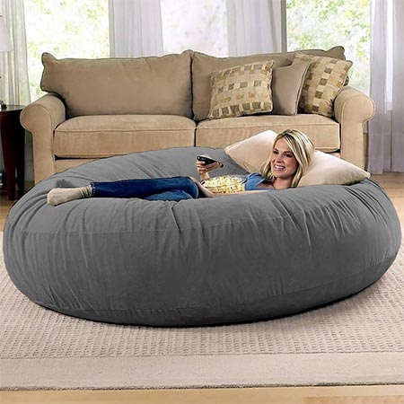 8 Jaxx 6 Foot Cocoon - Large Bean Bag Chair for Adults, Charcoal