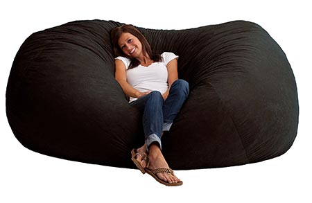 1 Big Joe XXL Fuf Foam-Filled Bean Bag Chair, Comfort Suede, Black Onyx