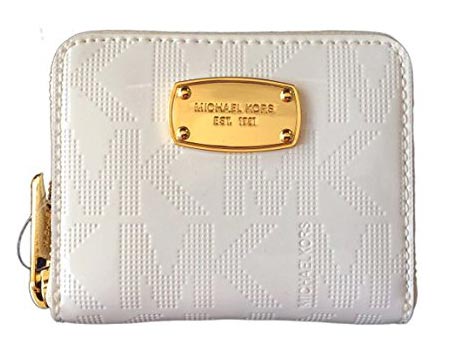 4Michael Kors White Mirror PVC Zip around Bifold Wallet