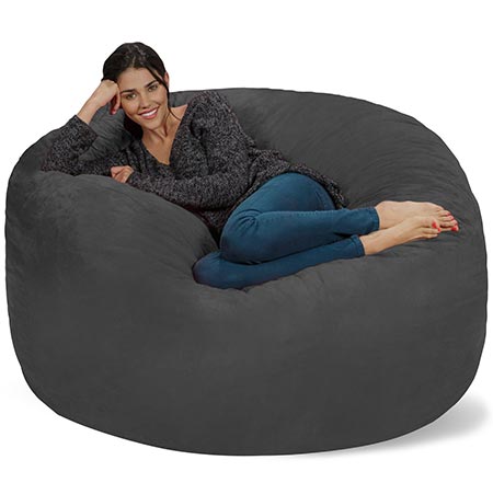 2 Chill Sack Bean Bag Chair: Giant 5' Memory Foam Furniture Bean Bag - Big Sofa with Soft Micro Fiber Cover - Charcoal