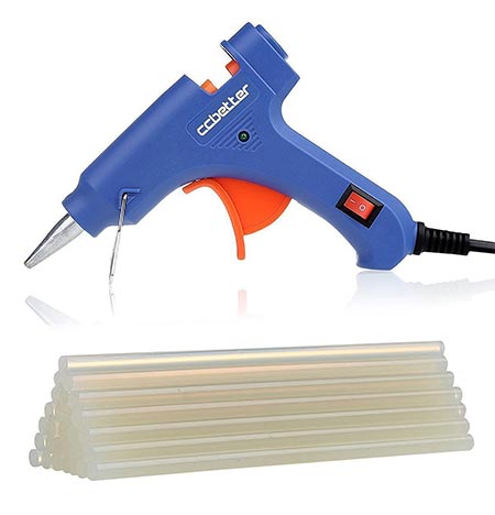 1 CCbetter Mini Hot Melt Glue Gun with 25pcs Glue Sticks High-Temperature Melting Glue Gun Kit Flexible Trigger for DIY Small Craft Projects Sealing and Quick Repairs (20-watt, Blue)