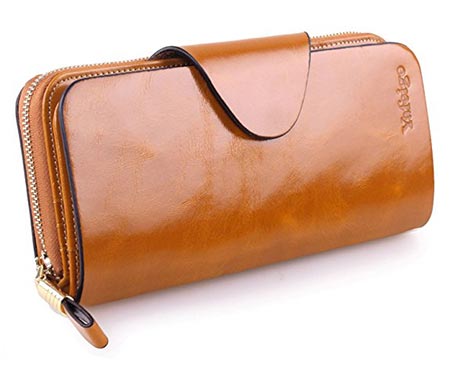 8 Yafeige Large Luxury Women's RFID Blocking Trifold Leather Wallet Zipper Ladies Clutch Purse