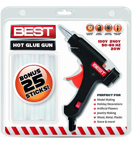 3Best Hot Glue Gun (BONUS 25 GLUE STICKS INCLUDED) - Heavy Duty 20 Watt Rapid Heating Technology - 100% Safe - Energy Efficient - Perfect for Fixing Household Items, Arts & Crafts, & More!