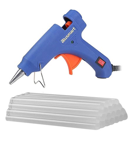 4Blusmart Mini Hot Glue Gun with 25 Pieces Melt Glue Sticks, 20 Watts Blue High-Temperature Glue Gun for DIY Craft Projects and Repair Kit
