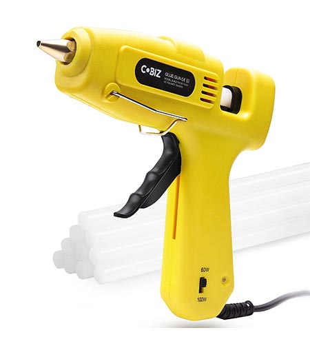 2Hot Glue Gun, Cobiz Full Size (Not Mini) 60/100W Dual Power High Temp Heavy Duty Melt Glue Gun Kit with 10 Pcs Premium Glue Sticks(0.43'' x 8