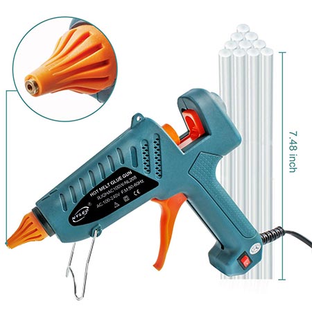 6 Hot Glue Gun kits, 10pcs Glue Sticks High-Temperature Melting Glue Gun 100-Watt Industrial Glue Gun Flexible Trigger for DIY Small Craft Projects Sealing and Quick Repairs