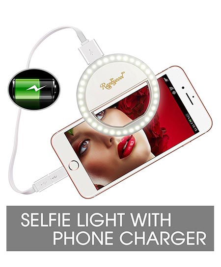3. Selfie Light Rechargeable, Selfie Ring Light for iPhone, Ring Light for Phone, 1500Mah Power Bank 36 Led Light Clip on iPhone Samsung Galaxy iPad Photography Camera, White